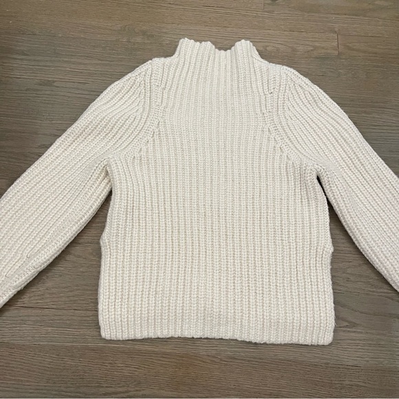 Leith Women's Ivory Chunky Ribbed Knit Mock Neck Pullover Sweater - Picture 5 of 11